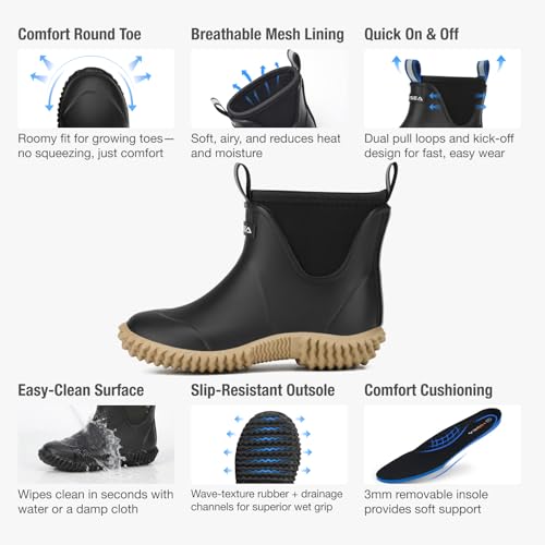 HISEA Kids Rain Boots Waterproof Neoprene Rubber Boot by HISEA - Used condition - Image 4