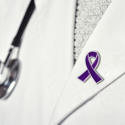 Image of 10 PCS Ribbon Pin Domestic Violence Awareness Brooch, Alzheimer's, Epilepsy, Lupus, Pancreatic Cancer Awareness Pins for Public Charity Fundraising Event