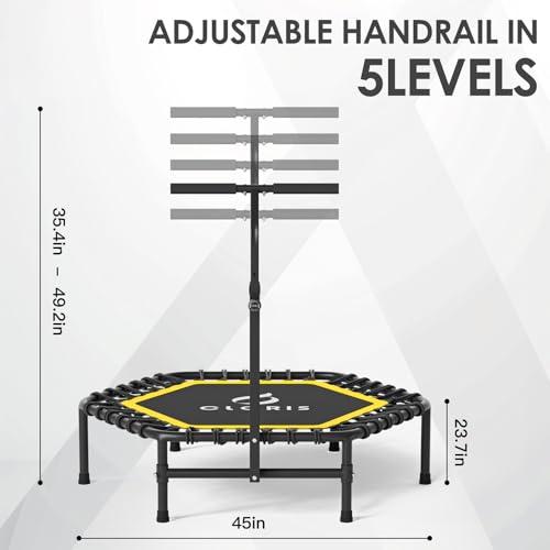 Image of CLORIS 45'' Rebounder Trampoline for Adults - Max Load 450lbs, Trampoline with Adjustable Foam Handle Indoor /Outdoor Fitness Body Exercise