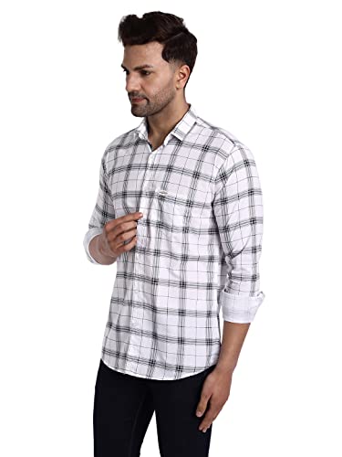 Image of Majestic Man Slim Fit Cotton Casual Check Shirt for Men