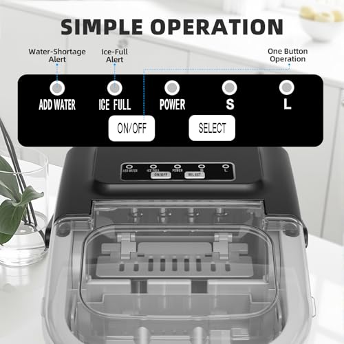 Image of Antarctic Star Countertop Ice Maker Machine, 8 Cubes in 6 Mins, 26.5 lbs /Day, Self-Cleaning, 2 Sizes, Ultra-Quiet for Home /Kitchen /Camping /RV Black