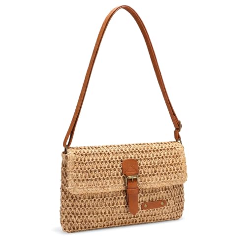Image of Straw Bag Beach Purse Summer Purses for Women Vacation Handbags Woven Crossbody Bags Straw Shoulder Bag