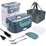 NOPIEJD - Caja de almuerzo eléctrica eléctrica, termo para alimentos calientes para adultos, caja de almuerzo con calefacción 2 en 1 para coche 12 v/24 v/110 v, material de acero inoxidable sin