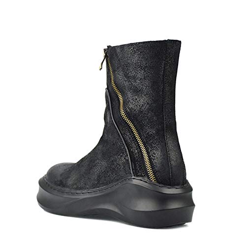 El Nuevo Botas de Tobillo for Hombre Botas Altas a Media Pantorrilla con Cremallera for Hombre Club Holiday for Mostrar la Primera Capa de Piel de Vaca(38 EU)