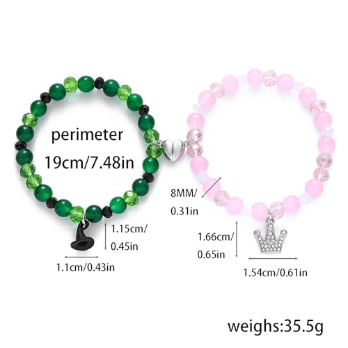 Image of Elphaba Glinda Friendship Matching Bracelets-Crown Witch Hat Matching Bracelets-BFF Couples Accessories Gifts for Bestfriend Couples Fans Party Dress Accessories