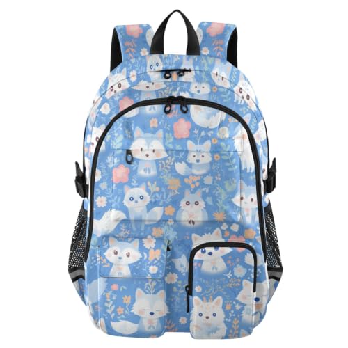 Mochila azul de dibujos animados de 17.5 pulgadas con compartimentos para el trabajo