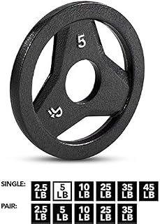 Day 1 Fitness Cast Iron Olympic 2-Inch Grip Plate for Barbell, 5 Pound