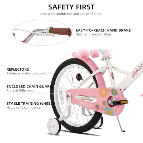 Image of JOYSTAR Little Daisy Kids Bike for Girls Boys Ages 2-10 Years, 12 14 16 20 Inch Girls Bikes with Doll Bike Seat & Streamers, Boys Bike with Flag & Number Plate, Multiple Colors