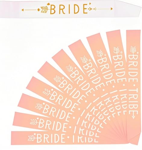 Set di 15 fasce per addio al nubilato, accessori decorativi per addio al nubilato, 14 pezzi, oro rosa e 1 fascia bianca con testo dorato, per doccia, sposa, matrimonio, notte fuori