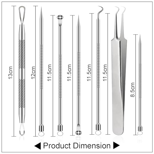 Image of Blackhead Remover Kit with Stainless Steel Tools, Pimple Extractor, Acne Removal & Facial Cleansing Tools for Men & Women