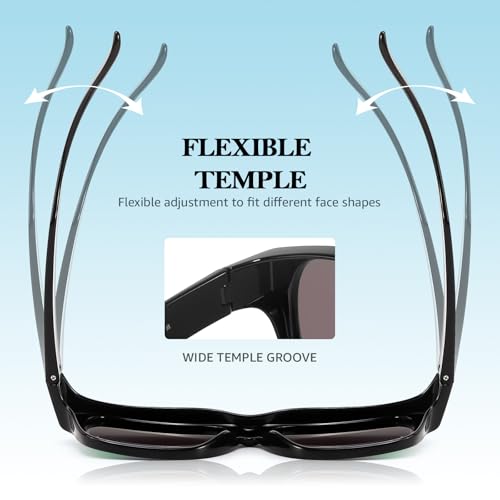 Image of TJUTR Polarized Fit-Over Sunglasses for Men & Women, Wraparound UV400 Protection Over Prescription Glasses for Driving TS2611