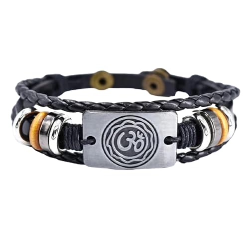 Bracelet homme en cuir véritable tressé et perles vintage durables