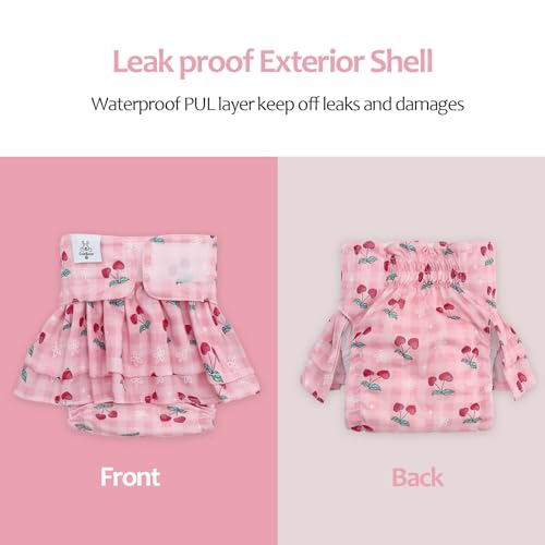 Image of CuteBone Female Dog Diapers with Skirts 3 Pack Reusable Puppy Dresses Pants for Heat Cycle Period