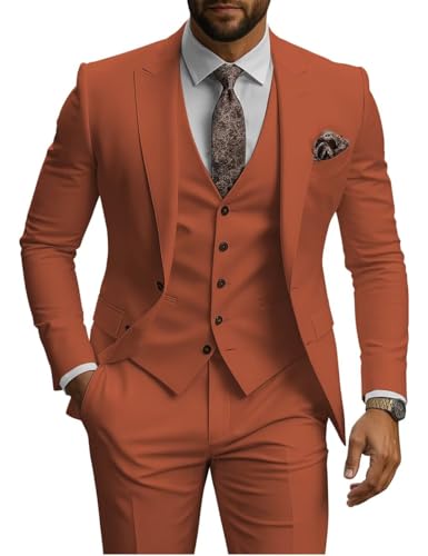 3 Piece Slim Fit Suits for Men Classic 2 Button Prom Suits Men Peak Lapel Wedding Groomsmen Blazer Vest Pants Sets
