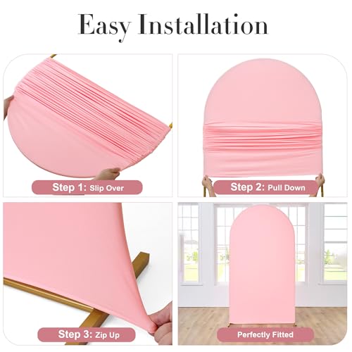 Image of Pink Arch Backdrop Cover Set of 2 (7.2ft & 6ft), Chiara Arch Cover Wrinkle-Free Spandex Arch Cover for Wedding Birthday Party Baby Shower Bridal Shower Ceremony Banquet Fabric Backdrop (No Stand)