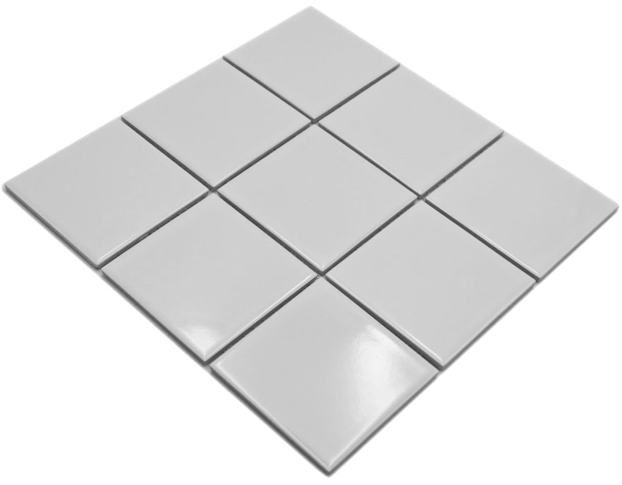 Mosaïque Murale Blanche 22B-0104 – 10 Plaques Effet Miroir Pour Salle De Bain Et Cuisine