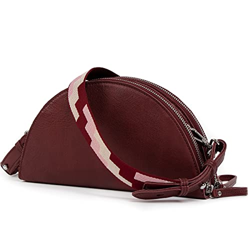 Pearl Angeli Bolso bandolera de piel para mujer, diseño semicircular, borgoña Cover