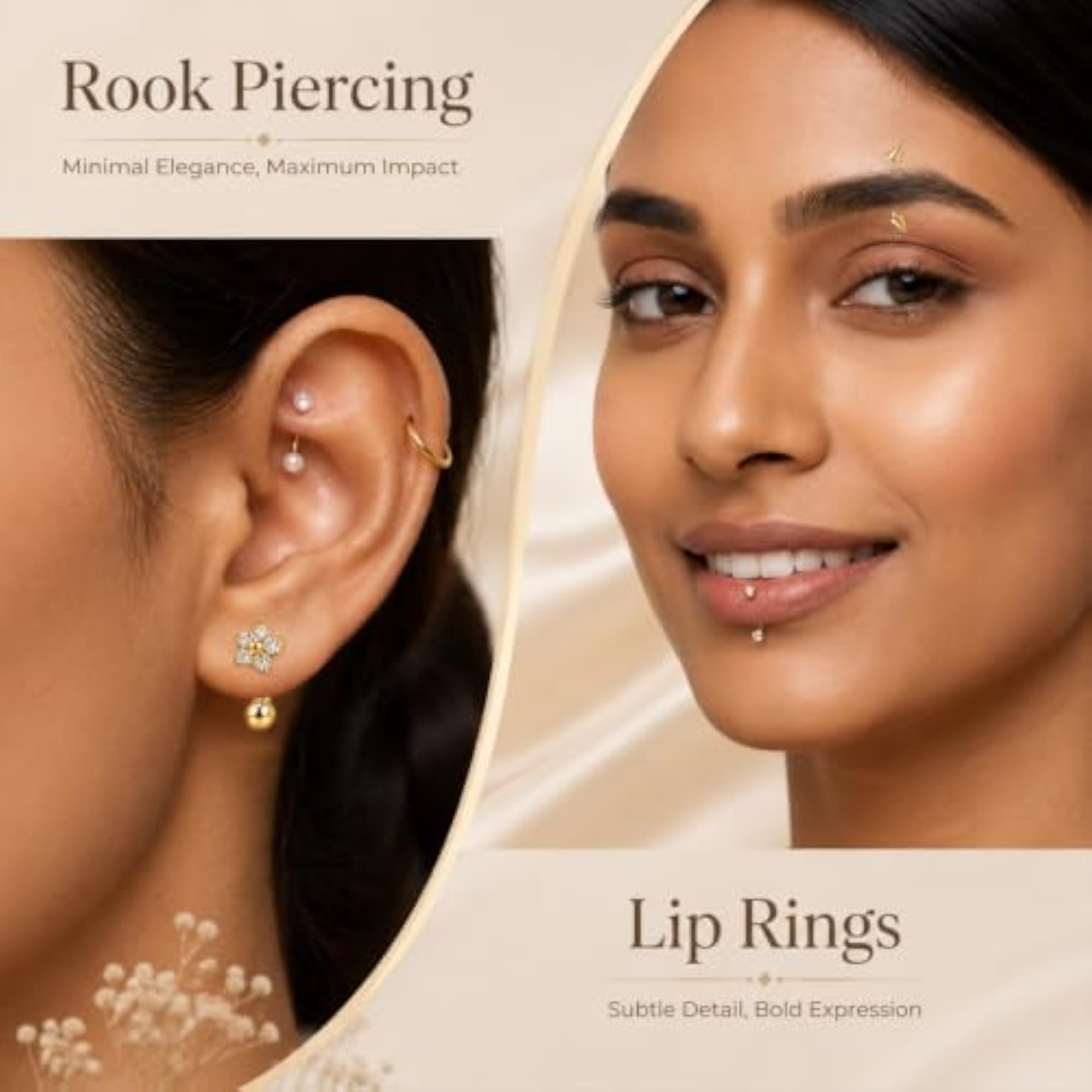16G Surgical Stainless Steel Eyebrow Piercing Jewelry Curved Set