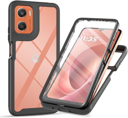 PIXFAB Case for Motorola G06 / G06 Power Phone Case Cover Shockproof [Built-in Screen Protector] Full Body Protective Clear Front and Back with Soft Bumper Edges Phone Cover for Moto G06