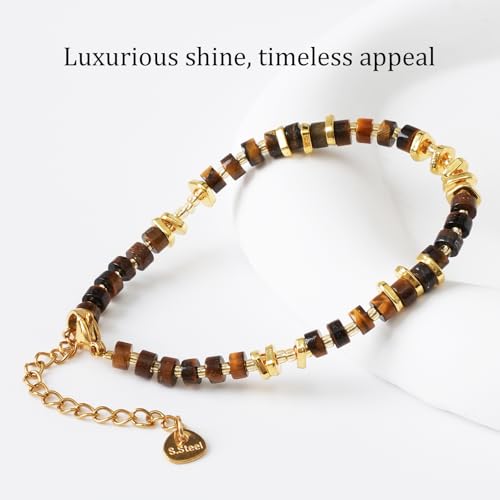 PNNY AMDA Bohemian Bracelets for Women: Tiger's Eye Colorful Boho Beach Handmade Accessories-Alloy Stackable Retro-style Multicolor Bracelet for Gifts SL-BXMY-TIGER — view 3