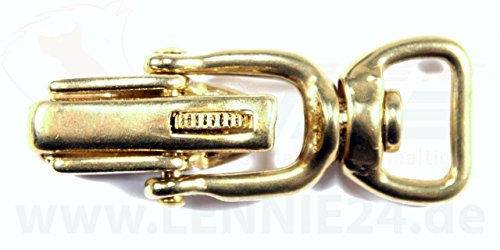 LENNIE 1x Jagdhaken, Messing massiv, gerader Drehwirbel, Sicherung, ohne Bügel, Größe: 20 mm (3/4