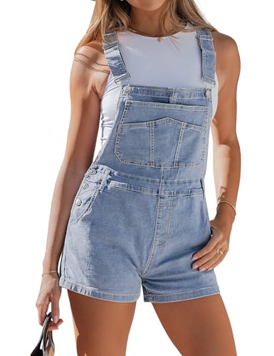 luvamia Jean Short Overalls Western Overalls for Women Vintage Denim Shortalls Bay Blue Jean Outfits for Women Size X-Large Size 16 18