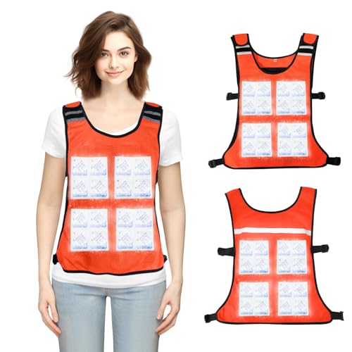 Cooling Vest for Men&Women Adjustable Ice Vest Reflective Cooling Vests with 24 Ice Pack Cool Jacket for Working