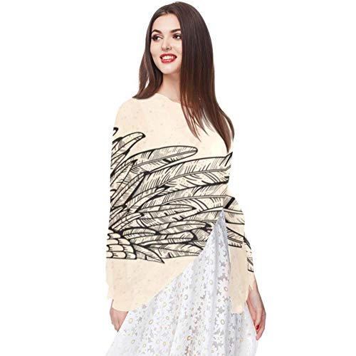 Fashion Scarves Sunscreen Shawls Vintage Angel Wings Pattern,Women's Polyester Chiffon Scarf Neck Wrap Shawls Girl's Mother's Gift #TOP4