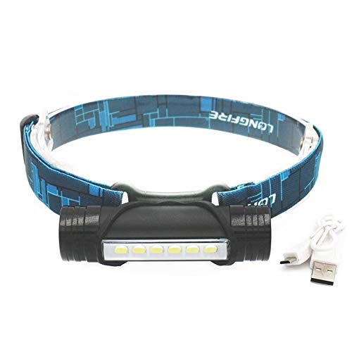 Latarka czołowa USB ładowana przez USB, mini przenośna latarka, na zewnątrz, kemping, reflektor do mobilnego ładowania (czarna)