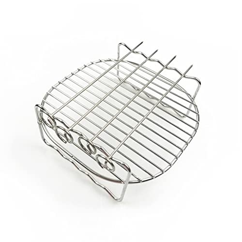 Parrilla de acero inoxidable de doble capa para freidora de aire con 4 pines 4