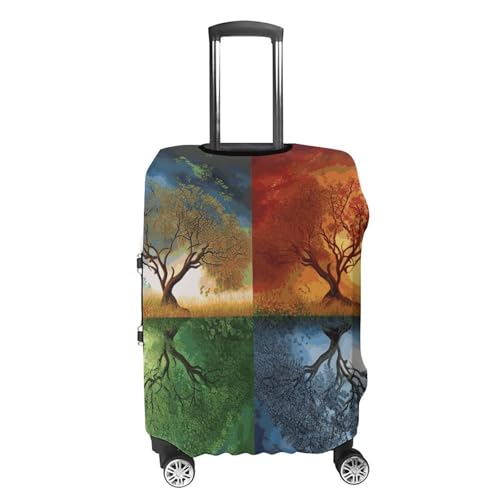 Four Season Tree of Life Luggage Cover, Washable Elastic Suitcase Cover Protector Fit 18-32 Inch Luggage4