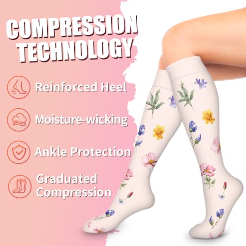 Image of Compression Socks for Women & Men Circulation (6 Pairs) 15-20 mmHg is Best Support for Athletic Running,Nurse