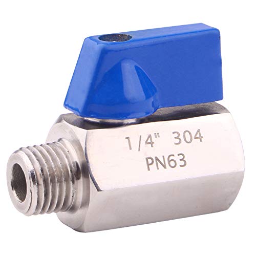 AIICIOO Stainless Steel Mini Ball Valve - NPT Thread with Stainless Handle (1/4" Female&Male)