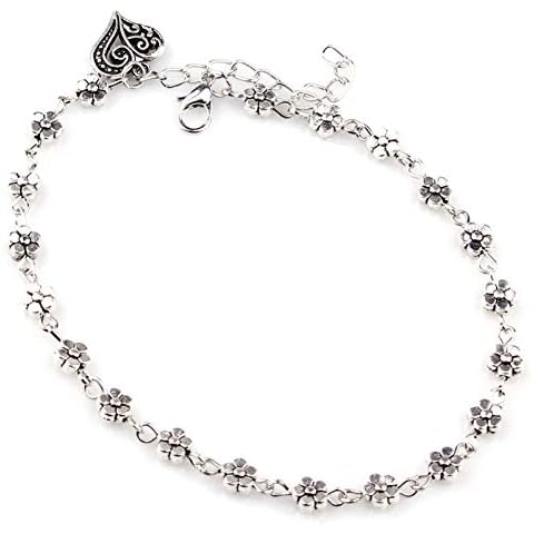 ink2055 Vintage Flower Hollow Heart Charm Anklet Women Sandals Barefoot Ankle Bracelet,Ankle Bracelets for Women Teen Girls Beach Jewelry Gifts - 1 Cover
