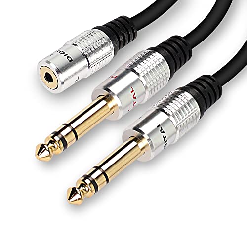 MEIRIYFA 3.5mm 1/8 TRS Stereo Female to Dual 6.35mm 1/4 TRS Male Y Splitter Cable