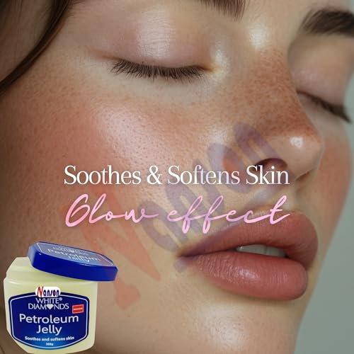 Nanson White Diamonds Petroleum Jelly 368g – Deep Moisturizing Skin Softening for Dry Skin, Cracked Heels, Lips & Face – Long-Lasting Hydration & Soft Skin Care Pack Of 2 Cream