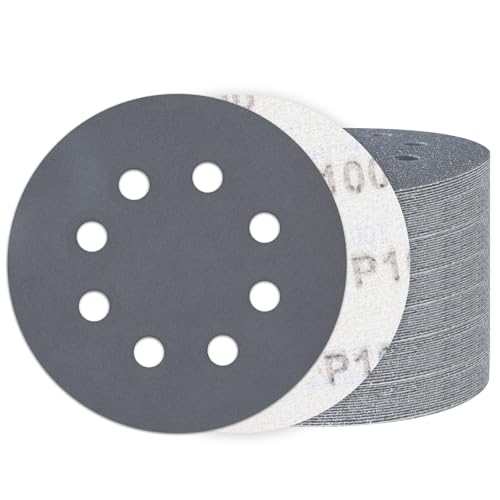 Image of 100PCS 5 Inch Sanding Discs 1000 Grit, Wet Dry Hook and Loop Sandpaper | 8 Hole Silicon Carbide Round Sand Paper, Water and Oil Resistant, Orbital Sander for Wood Metal Automotive Polishing