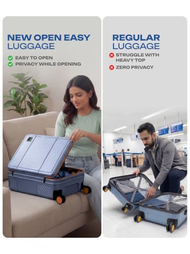 Image of Safari Nox 8 Wheels 56cm Cabin Size Trolley Bag, Open Easy, Hard Case Polycarbonate, Silent Dual Wheels Carry-on Luggage, Secure Zipper, Suitcase for Travel, Trolley Bags for Travel, Flintstone