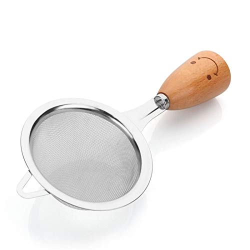 Tamiz Cucharón colador de Acero Inoxidable con Mango de Madera Tamiz de harina Fruta Verdura Filtro de Agua Sopa Colador Utensilios de Cocina.
