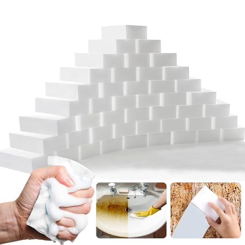Image of Magic Sponge Eraser, 50Pack Melamine Sponge Foam Bulk Sheets Cleaning Pads, Multi-Functional Household Cleaning Sponges for Dish, Kitchen, Stove, Bathtub, Sink, Furniture