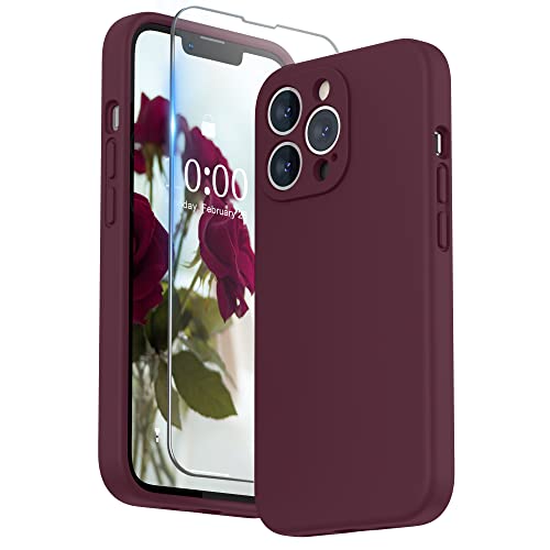 SURPHY Coque Silicone Liquide Compatible avec iPhone 13 Pro 6,1 Pouces, Protection Individuelle pour Chaque Objectif Épaissie Silicone Premium Etui pour iPhone 13 Pro 6,1 Pouces, Prune Cover