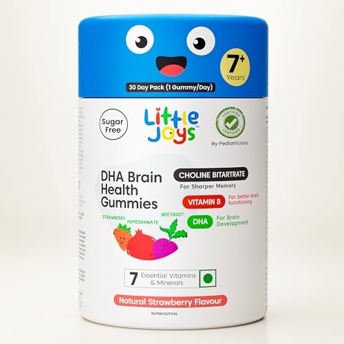 Omega-3 (DHA) Brain Gummies for Kids. 7-12 Years. 30 Day Pack. Plant Based Omega-3 Supplements. Made with Chicory Root Fiber for Gut Health. Multivitamins Rich. No Sugar.