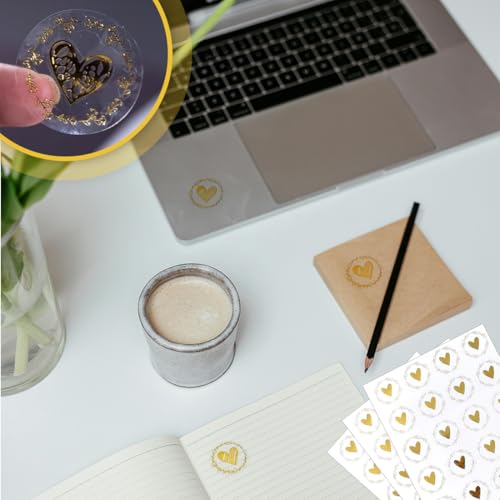 HABNI 120 Pcs Herz Wachssiegel Selbstklebend Gold Briefumschlag 3,2 Cm Aufkleber Umschlagaufkleber Siegelaufkleber Für Umschlag Postkarte Einladung Grußkarte Dekoration Hochzeit