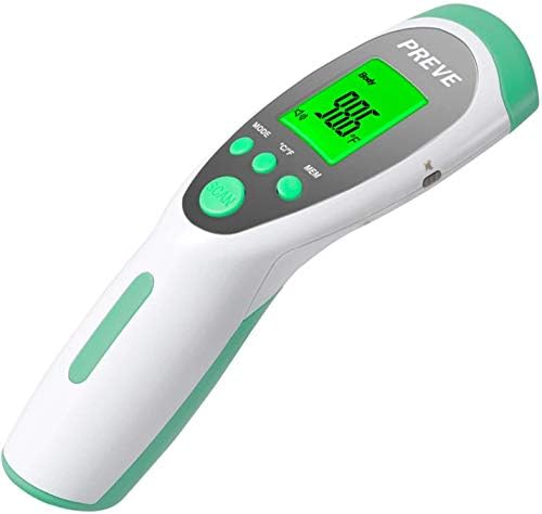 PREVE Non Contact Medical Infrared Forehead Thermometer for Babies Children Adults Accurate Fever Alarm No Touch