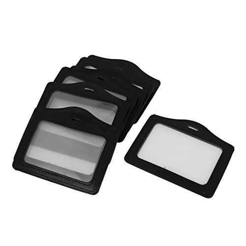 uxcell Faux Leather Horizontal Name Tag Employee ID Work Badge Card Holder 10pcs (Pack of 10)
