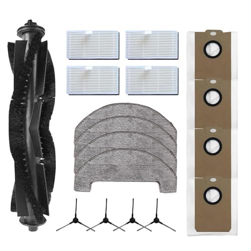 MANYHYAM MS1 MAX Replacement Parts for MONSGA MS1 MAX Robotic Vacuum Cleaner 17pcs Accessories kit,1 Roller Brush, 4 dust Bags, 4 mop Cloths, 4 dust Bags, and 4 Side Brushes