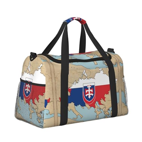 Slovakia position flag map print Travel Duffle Bag Gym Bag for Women,Puffer Tote Bag,Weekender Overnight Bag Organizer3