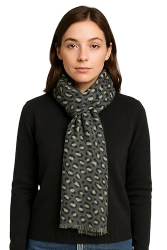 Animal Print Scarf for Women – Soft Breathable merino Wool Wrap Shawl 70x180cm – Fashion Accessory – Cozy, Versatile, Gift-Ready