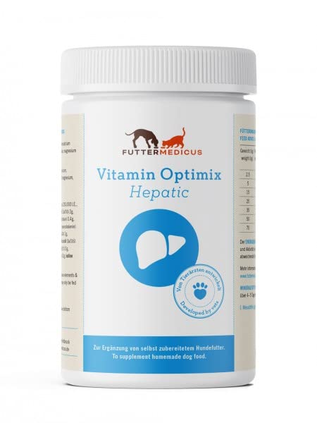 Futtermedicus Optimix Hepatic | 500 g| Ergänzungsfuttermittel für Hunde | Vitamin- und Mineralienergänzung bei selbst gekochter Hundenahrung | Niedriger Kupfergehalt