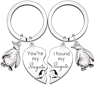 SMARGO 2 PCS Cute Penguin Heart Keyring Gifts for Couples Husband Boyfriend Girlfriend Wife Her Him Valentines Day Anniversary Birthday Christmas You're My Penguin I Found My Penguin